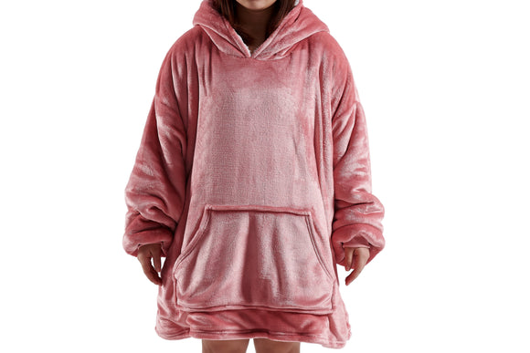 NNEKGE Reversible Hoodie Blanket (Rose White)