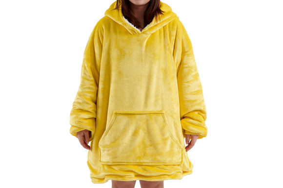 NNEKGE Reversible Hoodie Blanket (Yellow White)