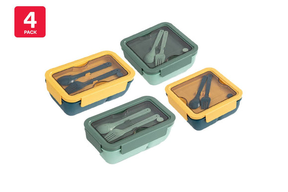 NNEKG Leakproof Premium Lunch Box with Cutlery Set (4 Pack)