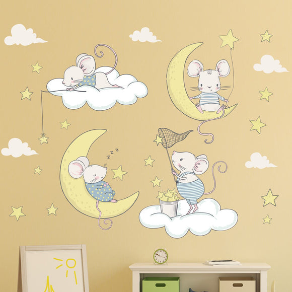 NNEKGE Cute Little Mouse Nursery Wall Sticker