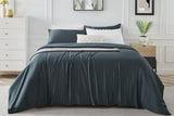 NNEKGE 100% Natural Bamboo Quilt Cover Set (Indigo King)