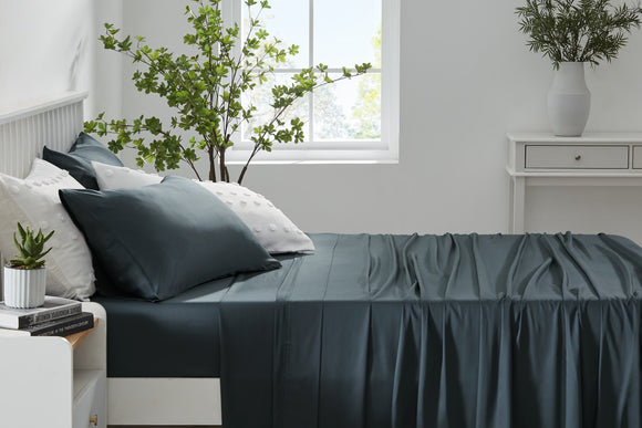 NNEKG 100% Natural Bamboo Bed Sheet Set (Indigo King)