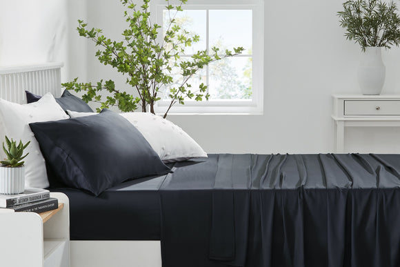 NNEKG 100% Natural Bamboo Bed Sheet Set (Navy Queen)