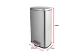 NNEKG 30L Foot Pedal Kitchen Rubbish Bin (Silver)
