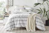 NNEKGE 150GSM Check Print Flannelette Quilt Cover Set (Grey Queen)