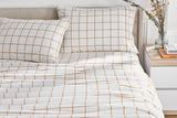 NNEKGE 150GSM Check Print Flannelette Bed Sheet Set (Butter King)