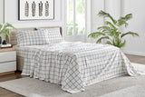 NNEKGE 150GSM Check Print Flannelette Bed Sheet Set (Grey King)