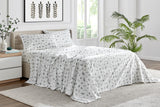 NNEKGE 150GSM Leaves Print Flannelette Bed Sheet Set (Green King)