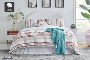 NNEKG Tamara Cotton Quilt Cover Set (Terracotta Queen)