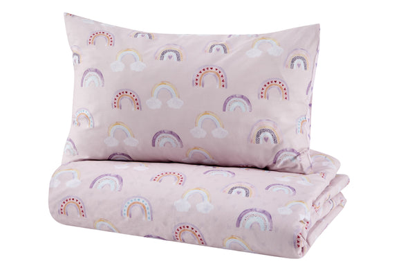 NNEKG Rainbow Dream Kids Quilt Cover Set (Pink Double)