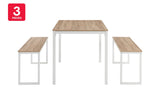 NNEKGE Sebastian 3 Piece Dining Set (Oak White)