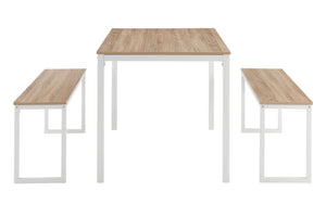 NNEKGE Sebastian 3 Piece Dining Set (Oak White)