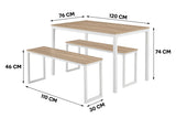 NNEKGE Sebastian 3 Piece Dining Set (Oak White)