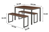 NNEKG Sebastian 3 Piece Dining Set (Walnut Black)