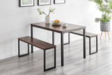 NNEKG Sebastian 3 Piece Dining Set (Walnut Black)