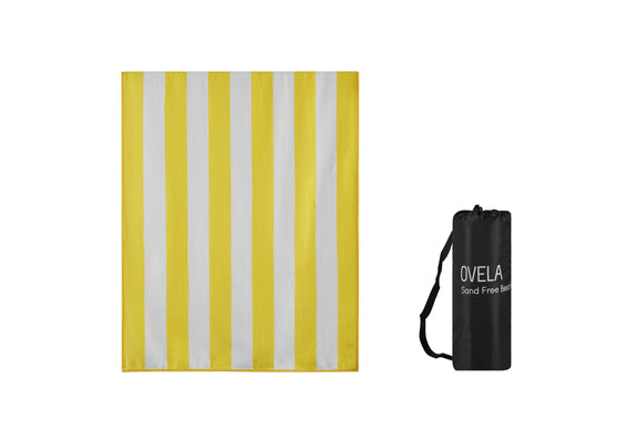 NNEKGE Sand Free Beach Towel (Yellow 200 x 80cm)