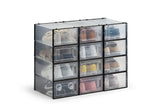 NNEKGE Set of 12 Click Shoe Storage Box (Large Clear Black)
