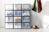 NNEKGE Set of 12 Click Shoe Storage Box (Large Clear Black)