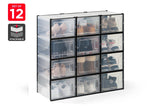 NNEKGE Set of 12 Click Shoe Storage Box (Large Clear Black)