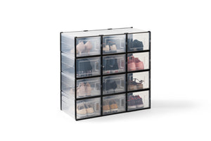NNEKGE Set of 12 Click Shoe Storage Box (Medium Clear Black)