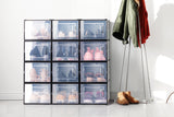 NNEKGE Set of 12 Click Shoe Storage Box (Medium Clear Black)