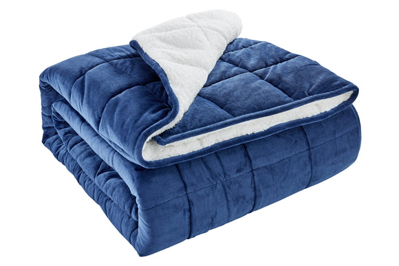NNEKGE Weighted Sherpa Blanket (Navy 9 KG)