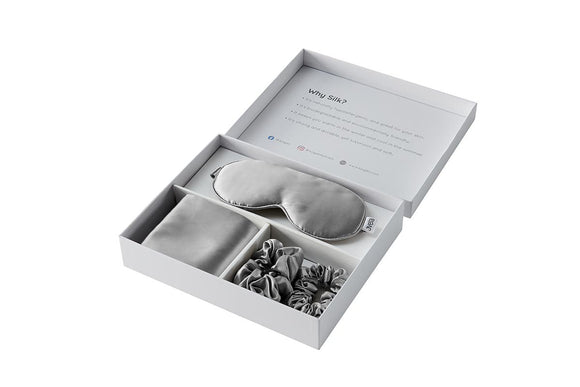 NNEKG 4 Piece Mulberry Silk Gift Set (Silver)