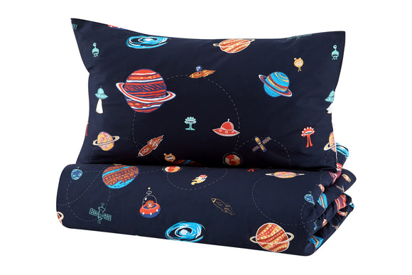 NNEKG Space Discovery Kids Quilt Cover (Blue Single)