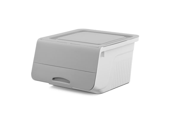 NNEKG 3 Pack Stackable Storage Boxes (Medium White Grey)