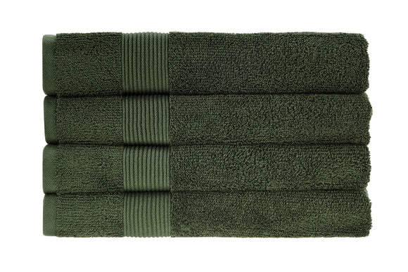 NNEKGE 4 Piece 550GSM Cotton Bath Towel Set (Olive Night)