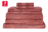 NNEKGE 7 Piece 550GSM Cotton Bath Towel Set (Dusty Cedar)