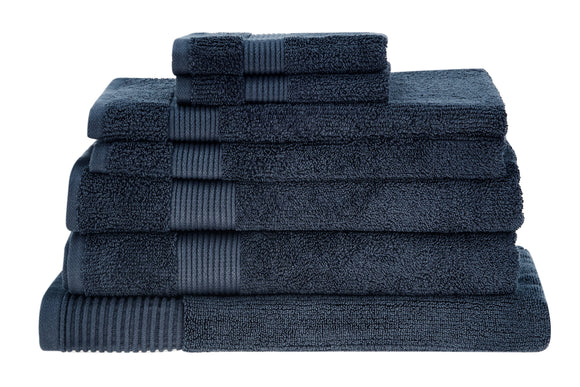 NNEKGE 7 Piece 550GSM Cotton Bath Towel Set (Midnight)