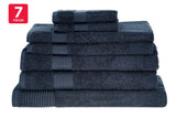 NNEKGE 7 Piece 550GSM Cotton Bath Towel Set (Midnight)