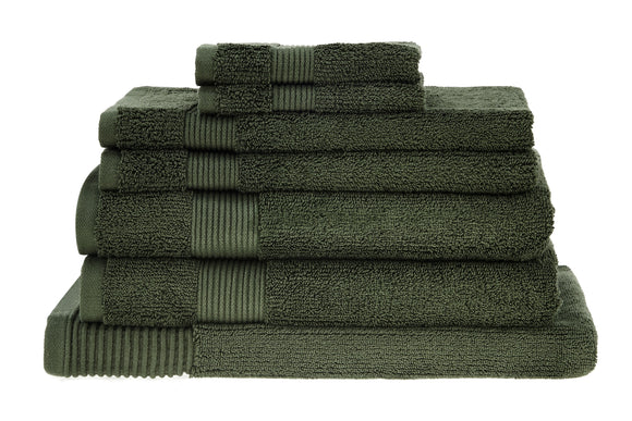 NNEKGE 7 Piece 550GSM Cotton Bath Towel Set (Olive Night)