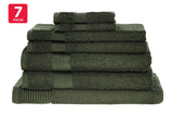 NNEKGE 7 Piece 550GSM Cotton Bath Towel Set (Olive Night)