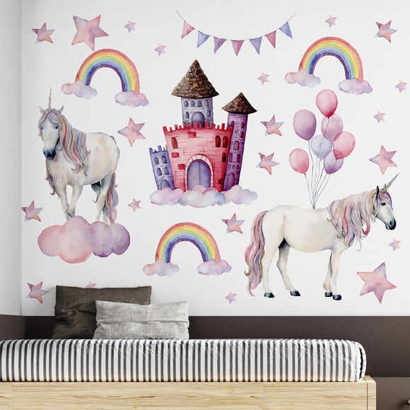 NNEKGE Unicorn and Castle Wall Sticker