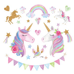 NNEKG Unicorn and Flowers Wall Sticker