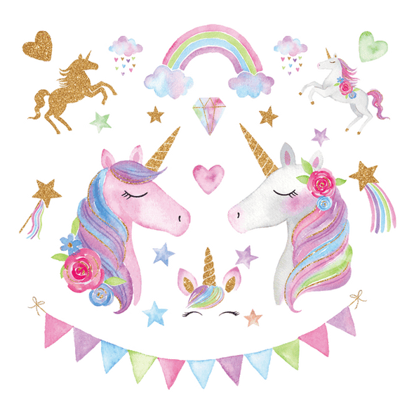 NNEKG Unicorn and Flowers Wall Sticker
