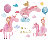NNEKGE Little Girl and Her Best Friend Unicorn Wall Sticker