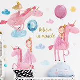 NNEKGE Little Girl and Her Best Friend Unicorn Wall Sticker