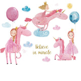 NNEKGE Little Girl and Her Best Friend Unicorn Wall Sticker