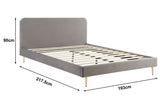 NNEKG Vail Velvet Bed Frame (Grey King)
