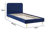 NNEKG Vail Velvet Bed Frame (Navy Single)