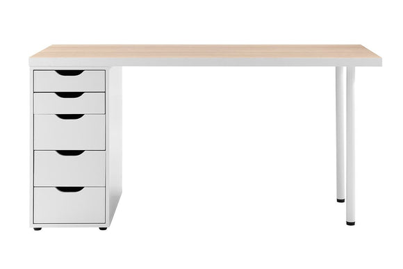 NNEKG William Filing Cabinet Desk (White White)