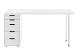 NNEKG William Filing Cabinet Desk (White White)