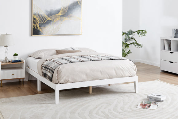 NNEKG William Wood Bed Frame (King White)