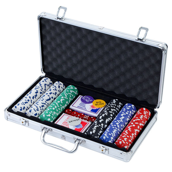 NNEDSZ Poker Chip Set 300PC Chips TEXAS HOLDEM Casino Gambling Dice Cards