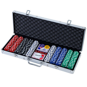 NNEDSZ Poker Chip Set 500PC Chips TEXAS HOLDEM Casino Gambling Dice Cards