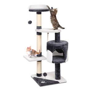 NNEDSZ Cat Tree 112cm Trees Scratching Post Scratcher Tower Condo House Furniture Wood