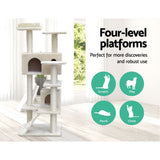 NNEDSZ Cat Tree 134cm Trees Scratching Post Scratcher Tower Condo House Furniture Wood Beige